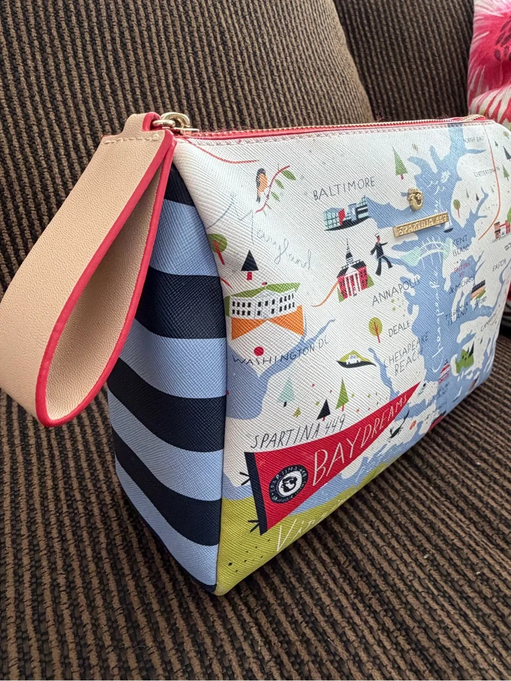 Spartina 449 Bay Dreams Map Print Carry All Case NICE